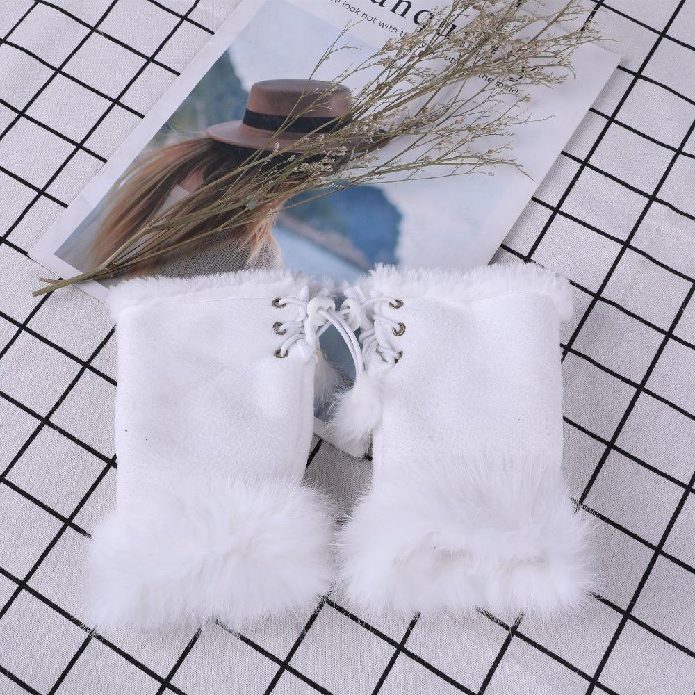 Winter Thicken Keep Warm Female Fashion Accessories Plush Mittens Fingerless Gloves Elastic Gloves