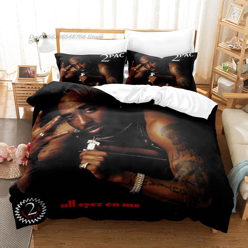 2 PAC Bettwäsche Set Einzelbett Twin Voll Queen King-Size Maße Maße Bettwäsche Set Erwachsener Kind Schlafzimmer Bettbezug Sets Druck Tupac Amaru Shakur