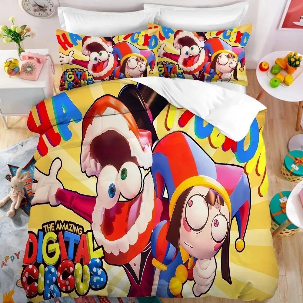 Kinderbettwäsche cm,Pomni Bettwäsche-Set mit Kissenbezug,Das Erstaunliche Digitale Zirkus Bettwäsche-Set,Geburtstagsgeschenke 70x133cm 2pcs