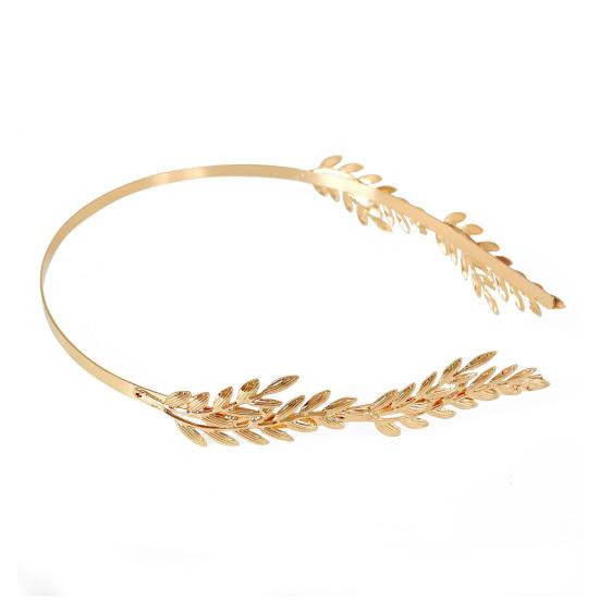 Women Headband Sparkling Leaf Design Golden Headband Dress Up Girl Hair Hoop Lightweight Festive Hair Accessory