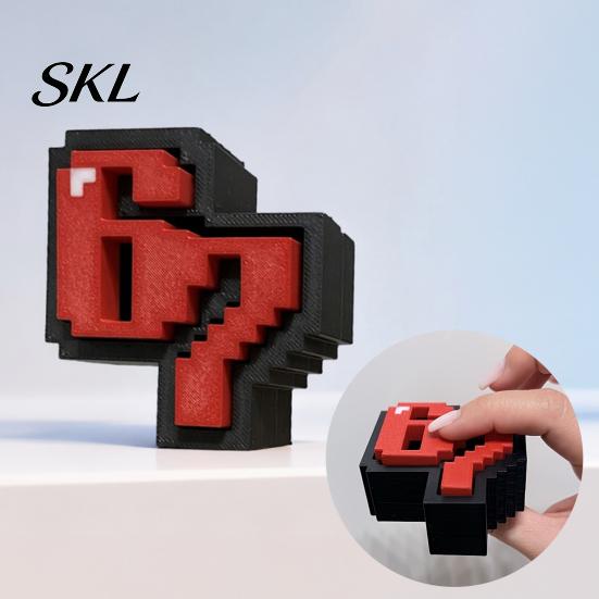 Desktop Stress Relief Toy 3D Printed 67 Clicker Fidget Toy, Pixel Art Desk Decor, Sculpture with Anti-Yellowing Decor Solid Base, for Office Home Fun