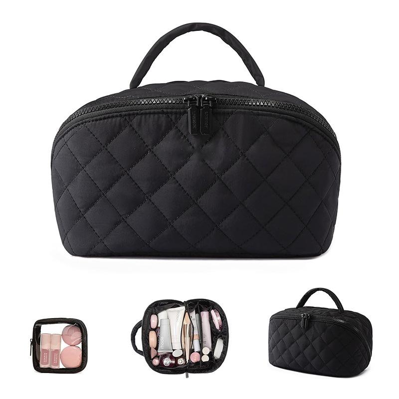 

Lightweight Portable Makeup Pouch Multi-Pocket Cosmetic Bag for Women Skincare Storage чёрный
