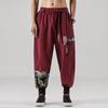 Spring/Summer 2026 Retro Chinese Style Men's Embroidered Cotton Linen Slim Pants