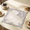 Photography Background Props Square Lace Placemat for Dining Table, Embroidered Mesh Heat Resistant Table Delicate Runners Mat, Retro Floral