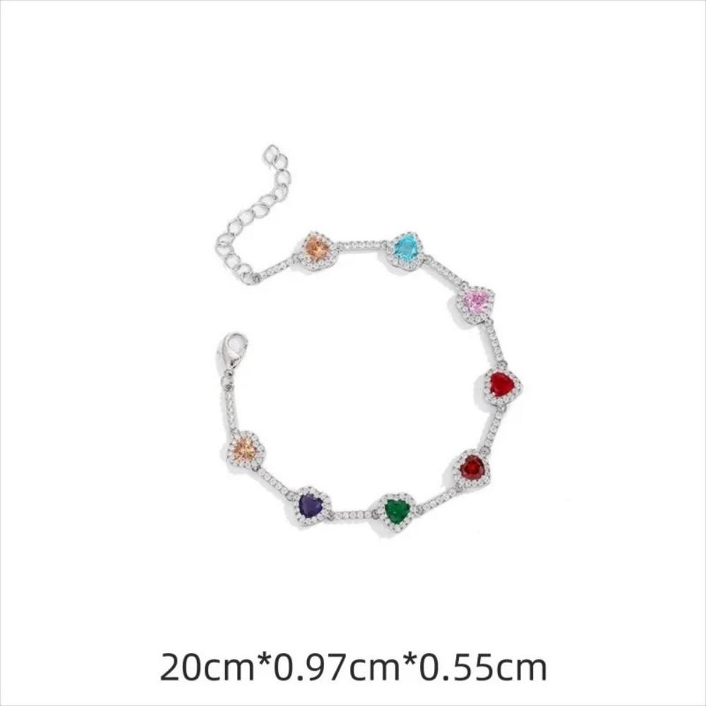INS Hot Selling heart shape Copper Bracelet Necklace colorful zircon Jewelry For Women Free Shipping For Daily Wear