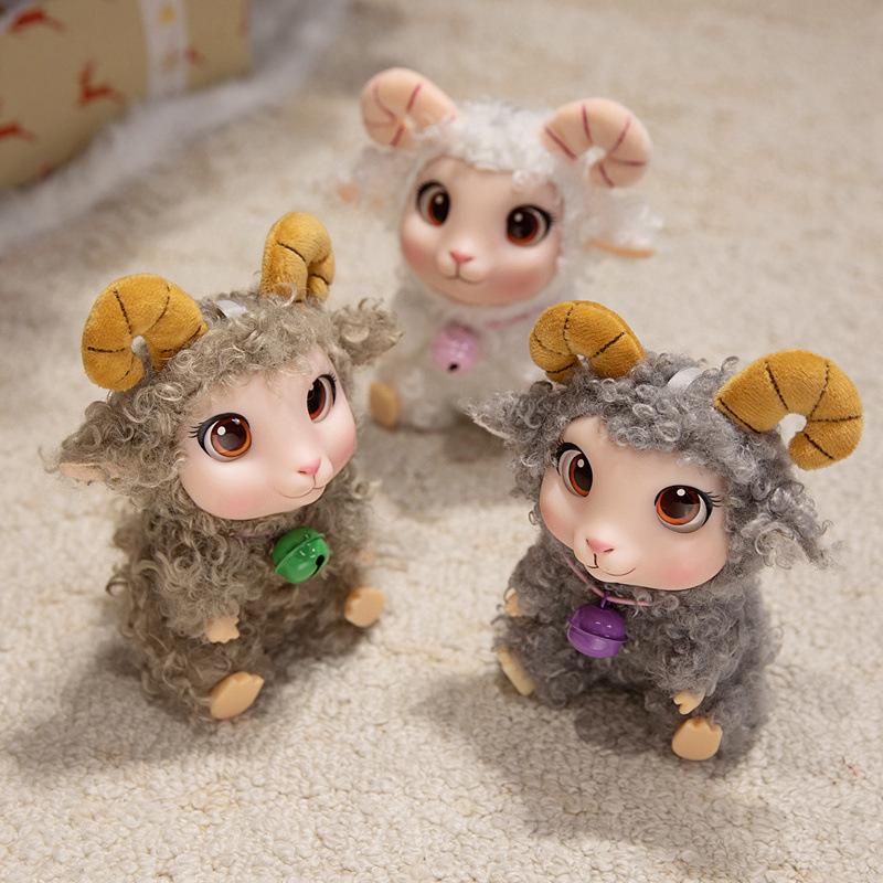 Cute Vinyl Face Plush Sheep Keychain Bag Charm Zoo Animal Doll Pendant Soft Stuffed Toy Accessory