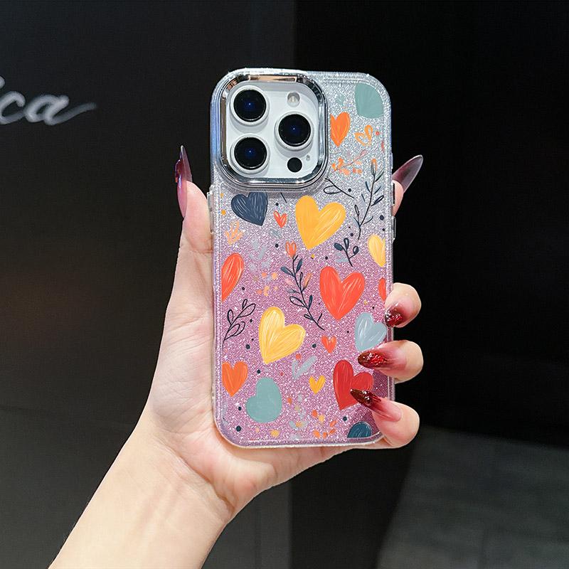 Gradient Colorful Daisy Heart Phone Case for iPhone 17 Pro Max 16 15 14 11 12 13 Mini Cover Plus 17 Promax Fashion Case