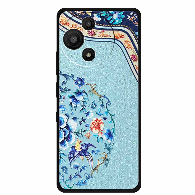 For TCL 60 SE Nxtpaper Case 3D Emboss Relief Flowers Black TPU Silicone Soft Back Cover Cases For TCL 60R Case 6.7" Fundas Bag