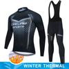 Winter Man Cycling Outfit Thermal Jersey Set Fleece Clothing Men 2025 Men's Bicycle Long Sleeve Suit Road Bikes Termal Pants Bib