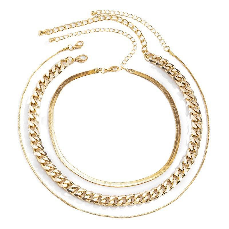 Minimalist punk chunky chain necklace - creative metal snake bone chain set for women