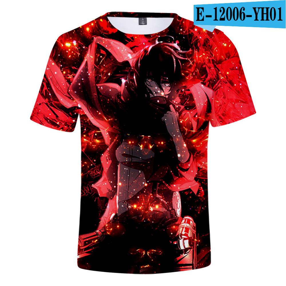Pánské 3D barevně potištěné tričko s krátkým rukávem se streetovou módou Around The Giant In Summer Anime Attack T-Shirts