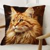 Realistic Orange Cat Painting Throw Pillow Cushion Case for Living Room Home Decor Pet Lover Gift Decorative Pillowcase 40x40cm