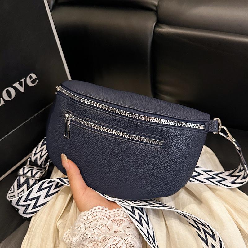 Women's Solid Color Crossbody Chest Bag with Wide Strap – Versatile, Casual Style for Phone and Daily Essentials