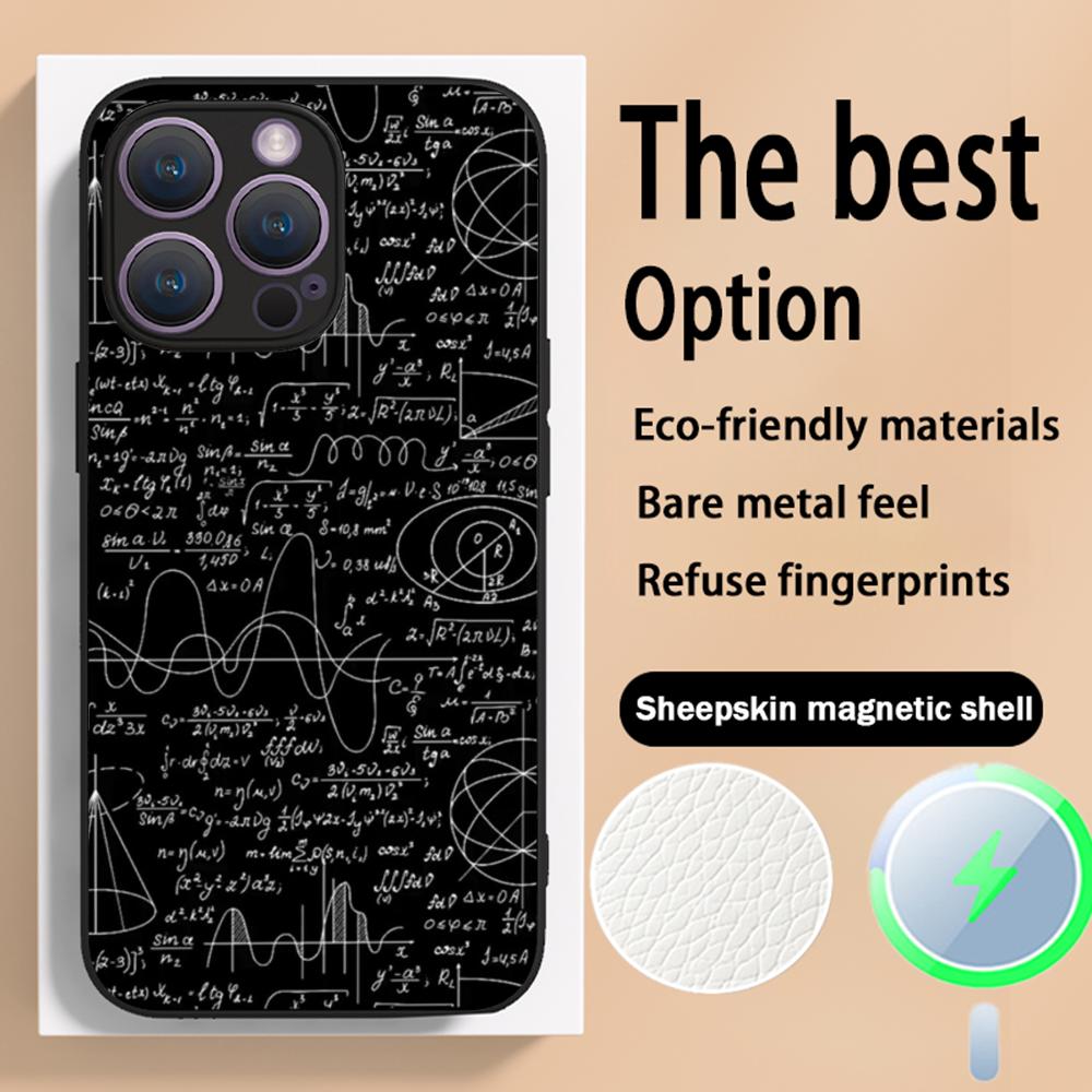 Cool formula equation cool pattern Phone Case For iPhone 16 15 14 13 12 11 Plus Pro Max High-end Luxury Magsafe Sheepskin