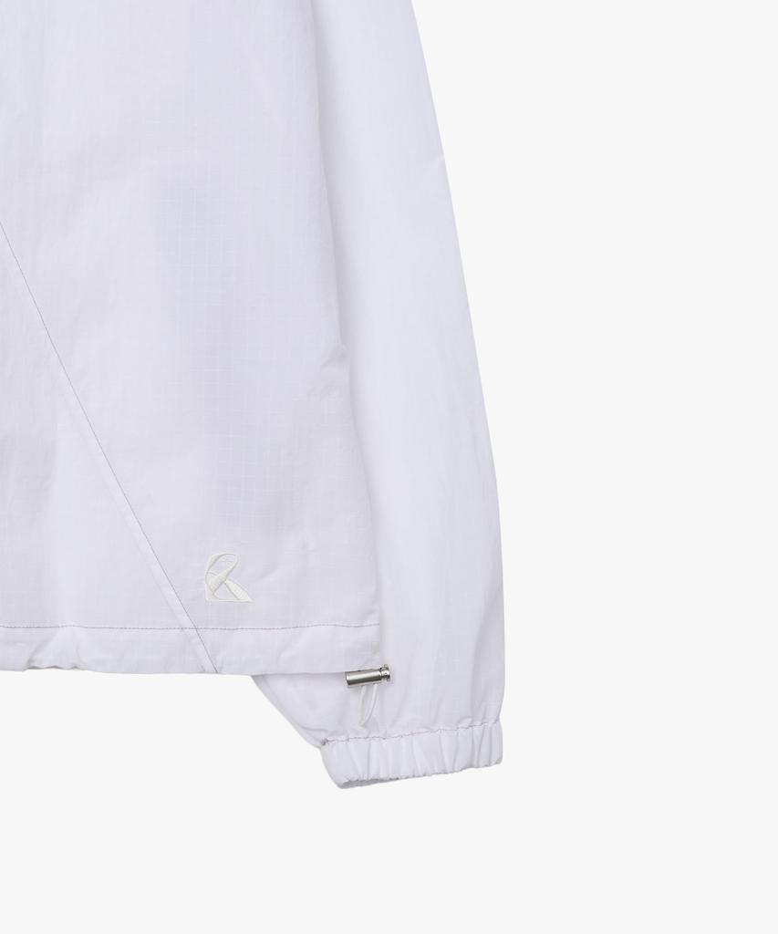 Riomeu Asymmetrical Curved Line Windbreaker Jacket_White : Radiant177
