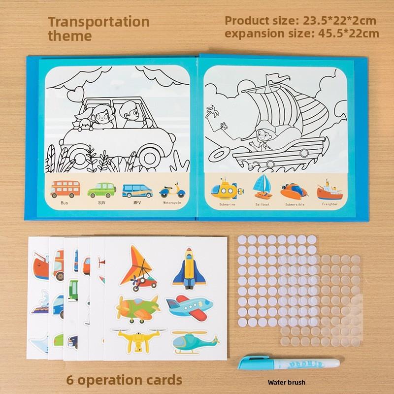 

Water Drawing Book For Kids With Reusable Paints For Creative Learning And Quiet Play синій