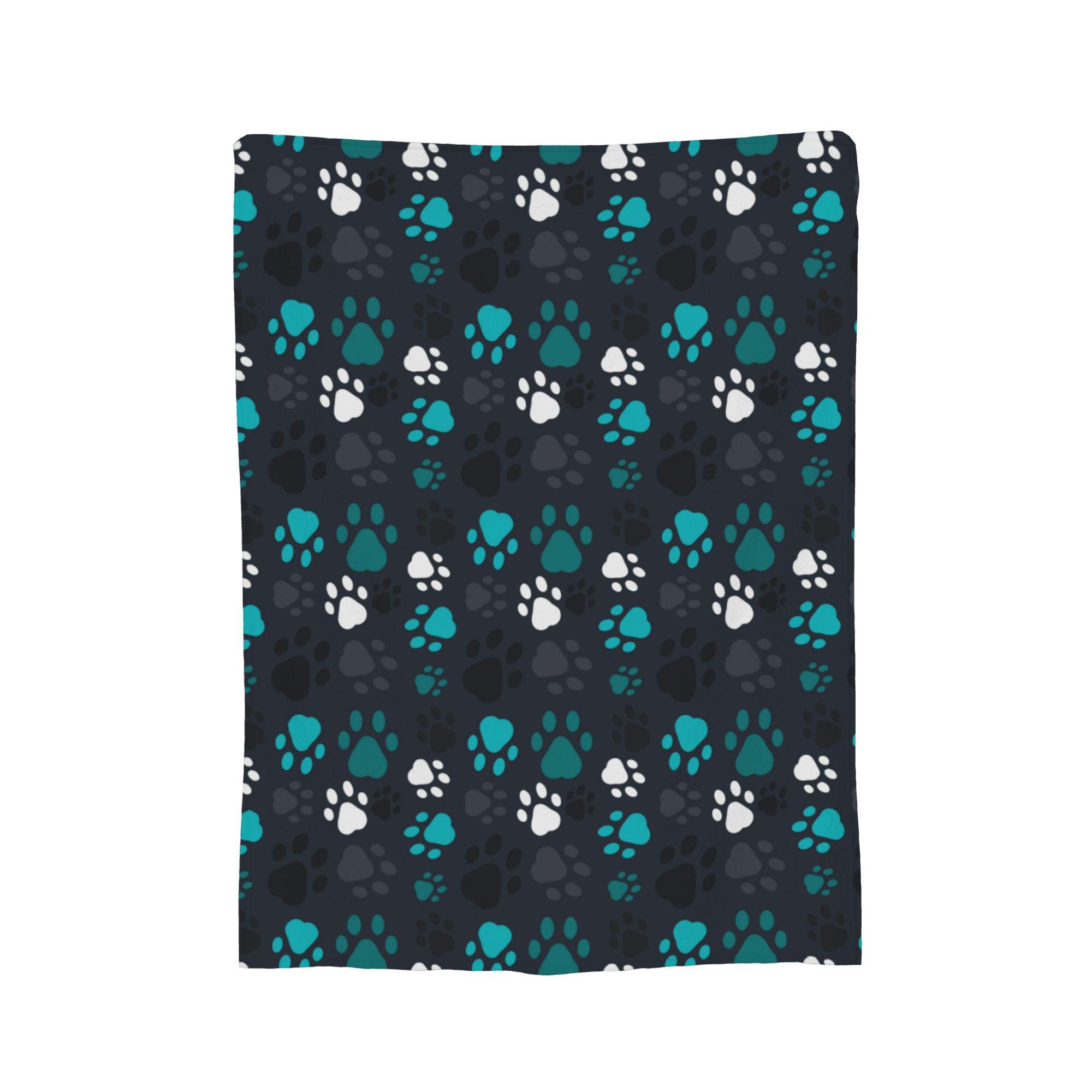Green Dog Paw Animal Foot Prints Blanket Flannel Summer   Lightweight Thin Throw Blankets for Bed Bedroom Plush Thin Quilt 30x40in