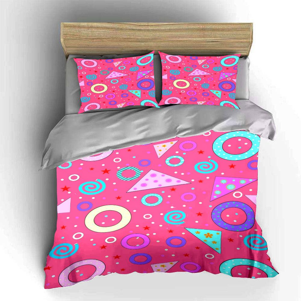 Colorful Geometric Decor Set Soft Comfortable Duvet Cover Bedding Set Included 1*Duvet Cover & 2*Pillowcases, Gift