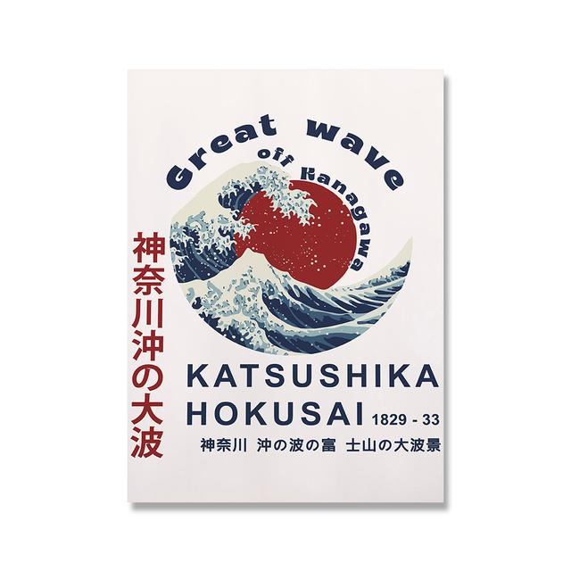 Oryginalny Kanagawa Surfing Katsushika Hokusai Obraz na płótnie Druk i Plakat Obrazy na ścianę do salonu Dekoracja domu Bez ramy