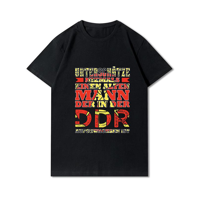 

Casual Cotton Harajuku Oversized T-Shirt Men Women Ddr Germany Old Man Saying Print Tees Funny Style Round Neck Cotton T-shir... S разноцветный