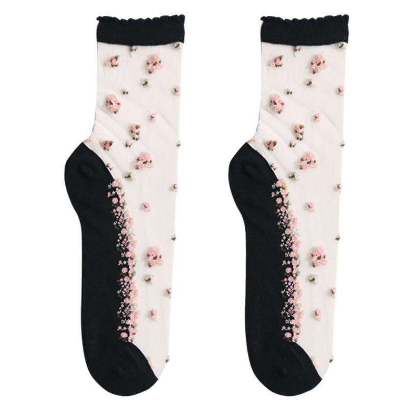 Women Leisure Boat Socks Bow Thin Jacquard Crystal Sock Short Sock Ankle Socks Socks