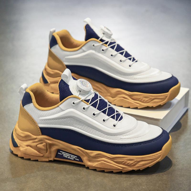 

Men s shoes summer breathable mesh lightweight running sports trendy shoes non-slip men s one-pedal rotating buckle casual shoes 44