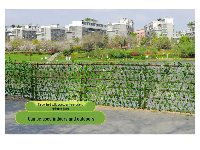 Retractable Grille with Faux Greenery for Balcony or Garden Decoration