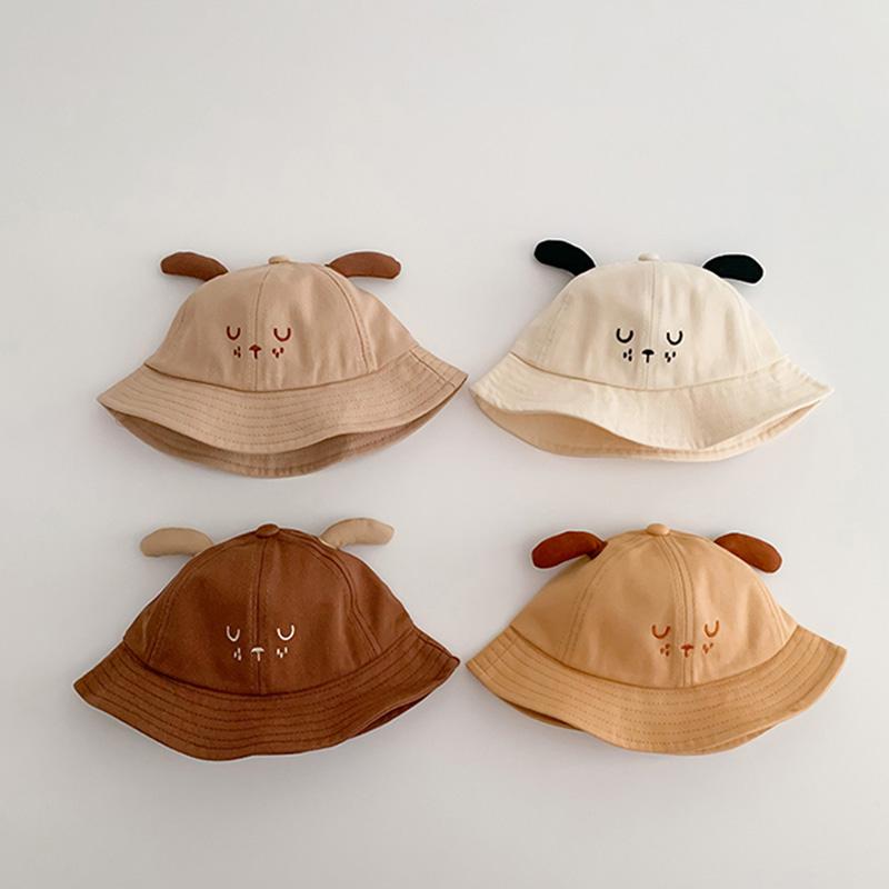 Cute Ear Baby Sunshade Basin Cap Cartoon Kids Fisherman Caps 6-24M Boys Girls Thin Cotton Sun Visors Children Sunscreen Bucket Hats