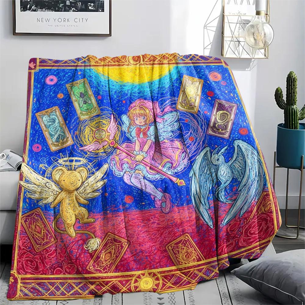 Cardcaptor Sakura Flannel Blanket Print Comfortable Warm Cozy Style for Indoor Bedroom Picnic Chair Sofa.-TING