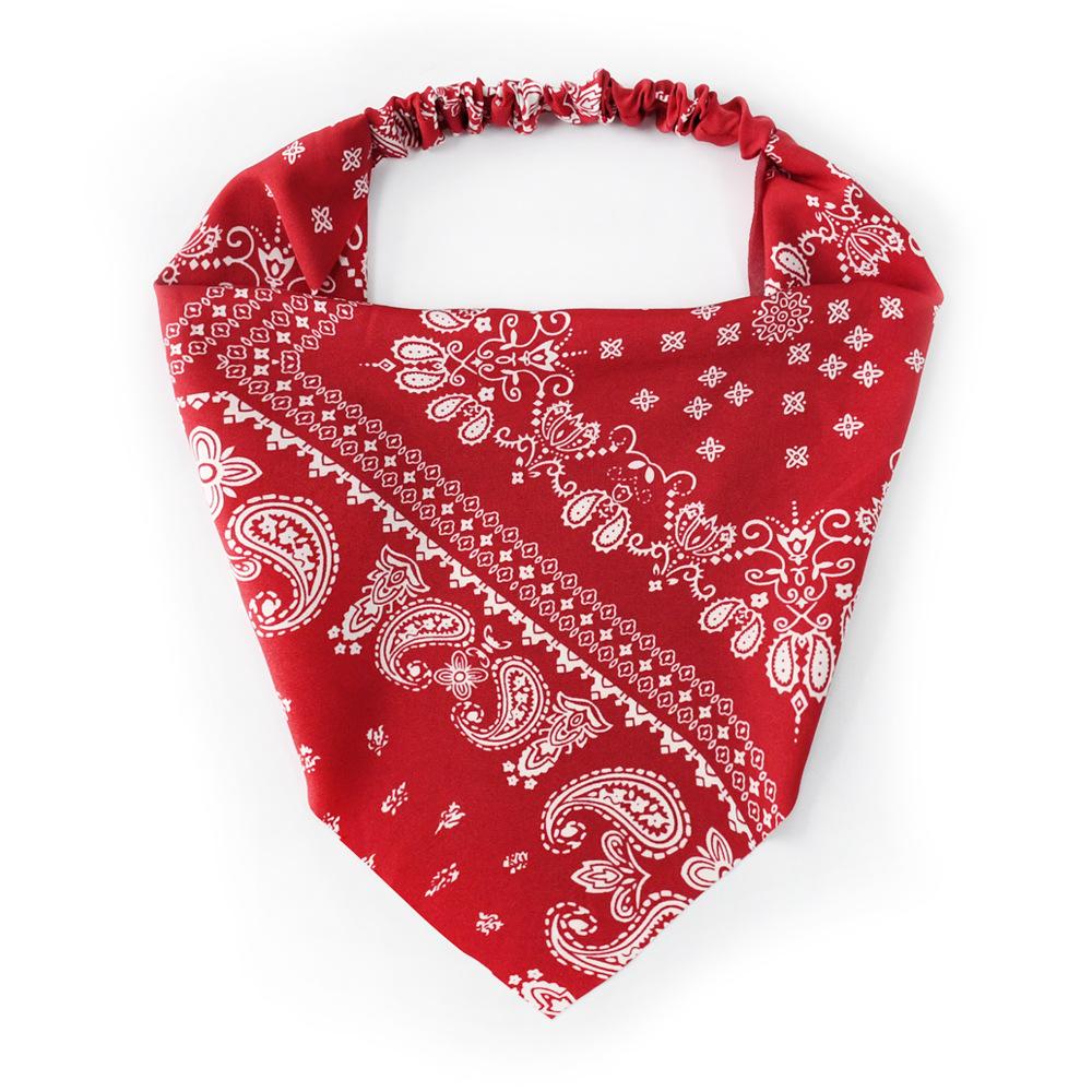 

European and American new cashew flower fabric square scarf elastic headband retro versatile trend bag head triangular scarf headband Diameter 20cm