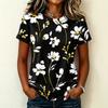 Women's Casual Pullover T Shirt Short Sleeve Round Neck Floral Print Top Lightweight Soft Fabric Relaxed Fit Tee for Everyday Wear