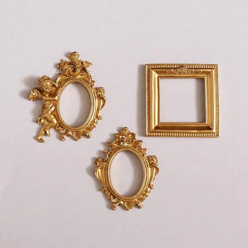 New European Fashion Creative Gifts Victorian Style Retro Resin Mini Angel Oval Small Photo Frame Accessories Positioning Frame