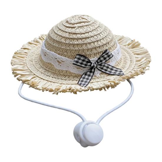 Comfortable Pet Straw Hat Cat Hat, Sun with Lace And Bow, Summer Soft Cute Protection for Cats Small Dogs Outdoor Walks Dog