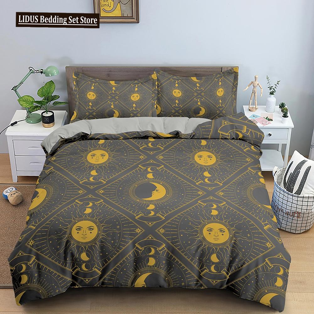Bohemian Duvet Cover Set Universe Sun And Moon Themed Polyester Comforter Cover King Queen Full Size For Kids Boys Bedding Set