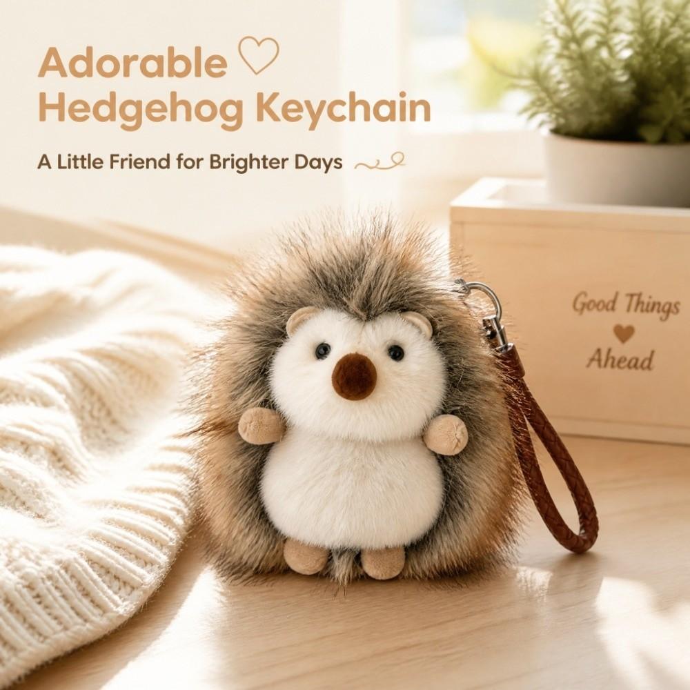PP Cotton Hedgehog Doll Keychain Lifelike Hedgehog Plush Toy Hedgehog Plush Pendant Bag Decoration