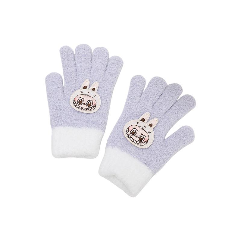 Neue Winter Cartoon Farbkombination Labbu Warme Fünf-Finger-Handschuhe Kinderhandschuhe für Jungen und Mädchen Süße Fingerhandschuhe