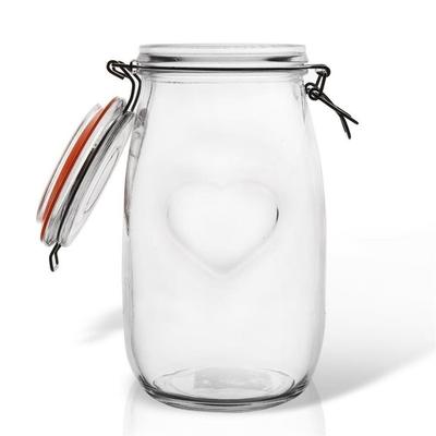 Patent Glass Kitchen Container Jar with Food Clip 1.5L