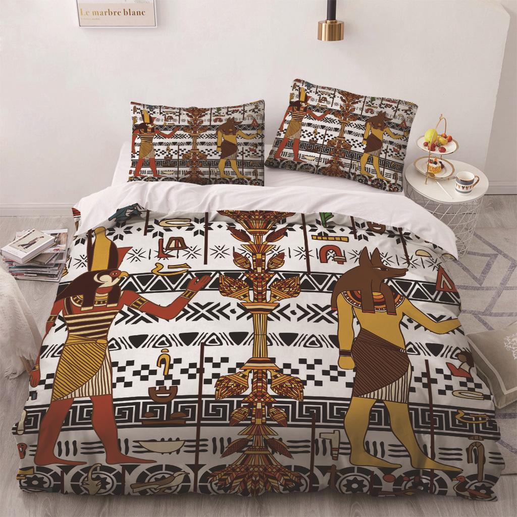 Africa Egypt King Queen Duvet Cover Egyptian Pharaoh Bedding Set For Teens Adults Ancient Frescoes 2/3pcs Polyester Quilt Cover