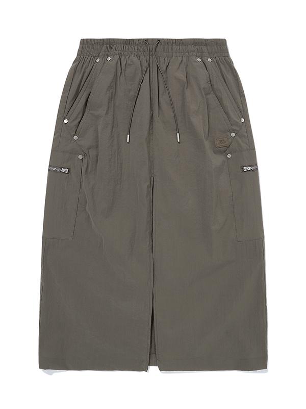 Bbc Earth W Layered Front Slit Skirt_Dark Grey