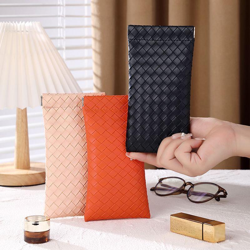 1 Stück gewebte Brillentasche, Sonnenbrillenbox, tragbare wasserdichte Brillentasche, PU-Leder, Brillenschutzhülle, Aufbewahrungstasche