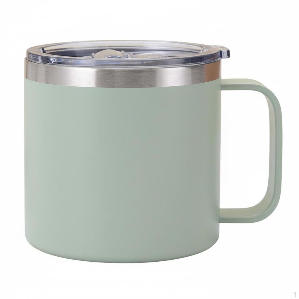 14oz Stainless Steel Coffee Mug Double Walled Vacuum Insulated with Handle Keeps Drinks Warm &