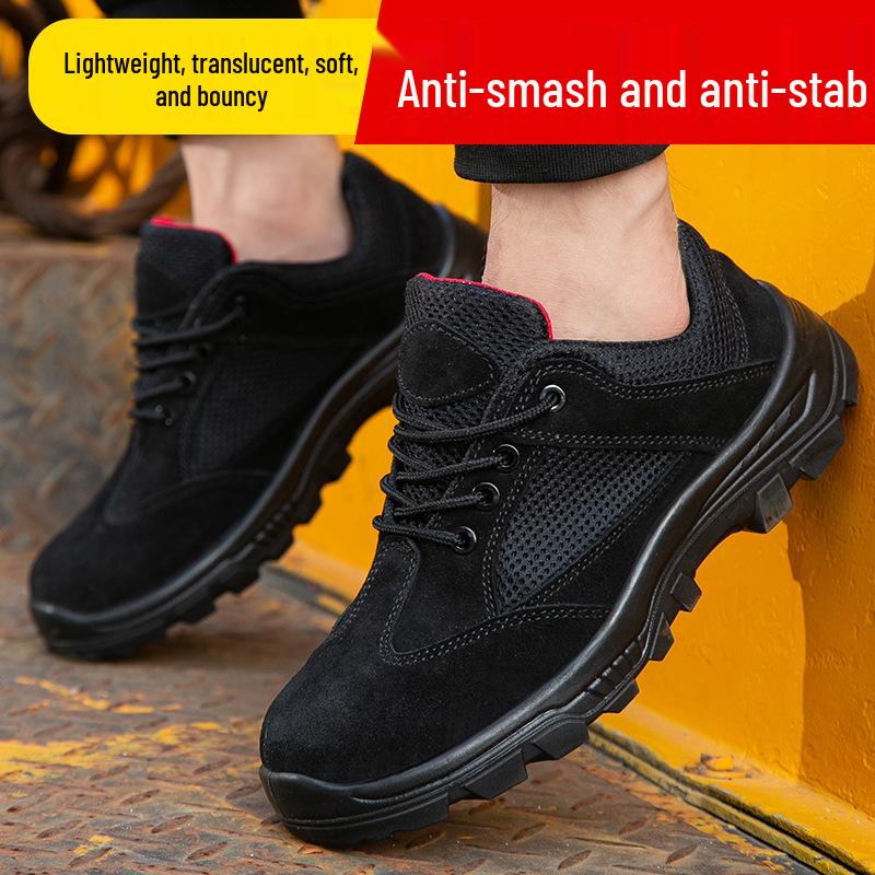 Men's Breathable Lightweight Safety Shoes: Soft Sole, Anti-Smash, Anti-Puncture, Wear-Resistant, Insulated.