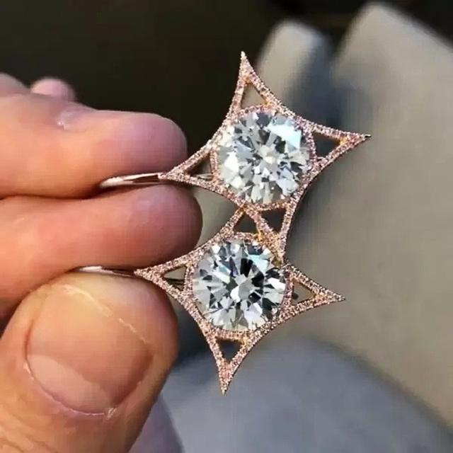 

Роскошные нежные серьги-капли для женщин, розовое золото, большие круглые серьги-подвески с цирконием, модные женские украшения