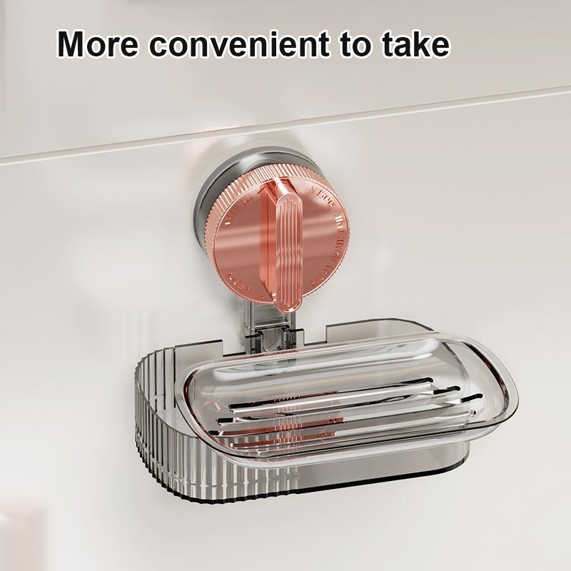 Double Layer Soap Dish Suction Cup Soap Holder Strong Sponge Holder for Shower Bathroom Tub Kitchen Sink Drill-Free Removable