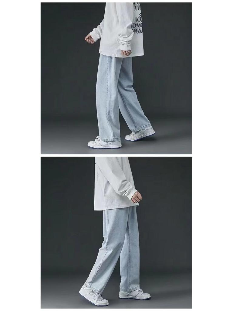 Men's Versatile Wide-Leg Jeans: 2023 Spring Casual Loose Straight Trousers