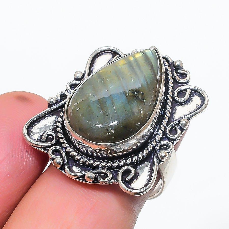 

Natural Labradorite Gemstone 925 Sterling Silver Jewelry Ring Size 6.5 e1B55