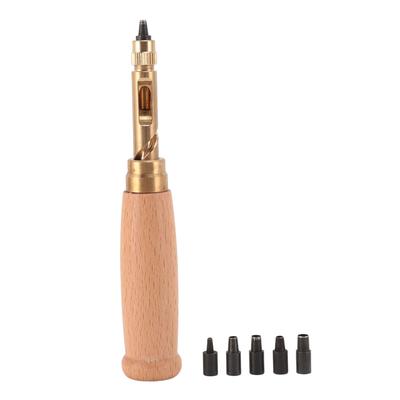 6 STÜCKE Set Schraublocheisen Automatisches Multifunktionales Leises Holzgriff Gürtellochstanze