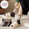 5 Pairs of Female Autumn and Winter New Warm Fashion Retro Striped Tube Stack Socks