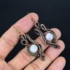 Rainbow Moonstone Earrings, Gemstone Handmade Pure Copper Wire Wrap Jewelry Earrings, Love Forever Gift