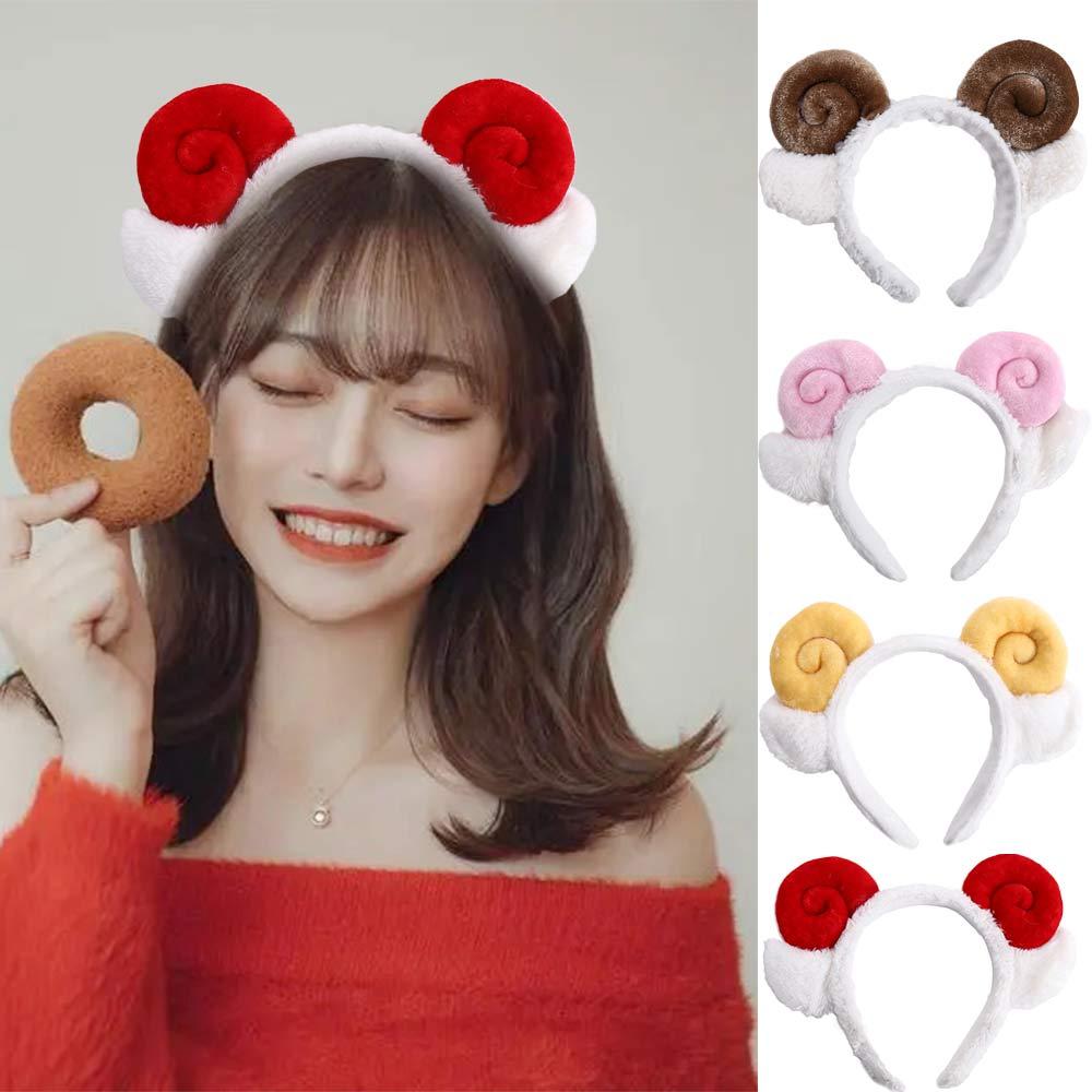 Women Cartoon Wash Face Korean Plush Lamb Headband Hair Hoop Hair Accessories